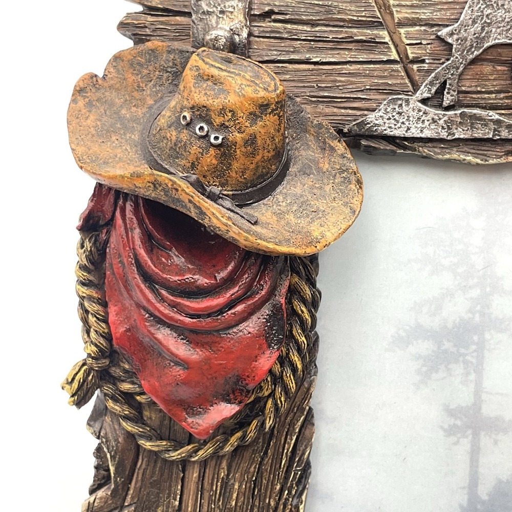 Legends Gifts Cowboy Western Photo Frame Boots Hat Rodeo Rustic Holds 5x3.5 - Picture 15 of 16